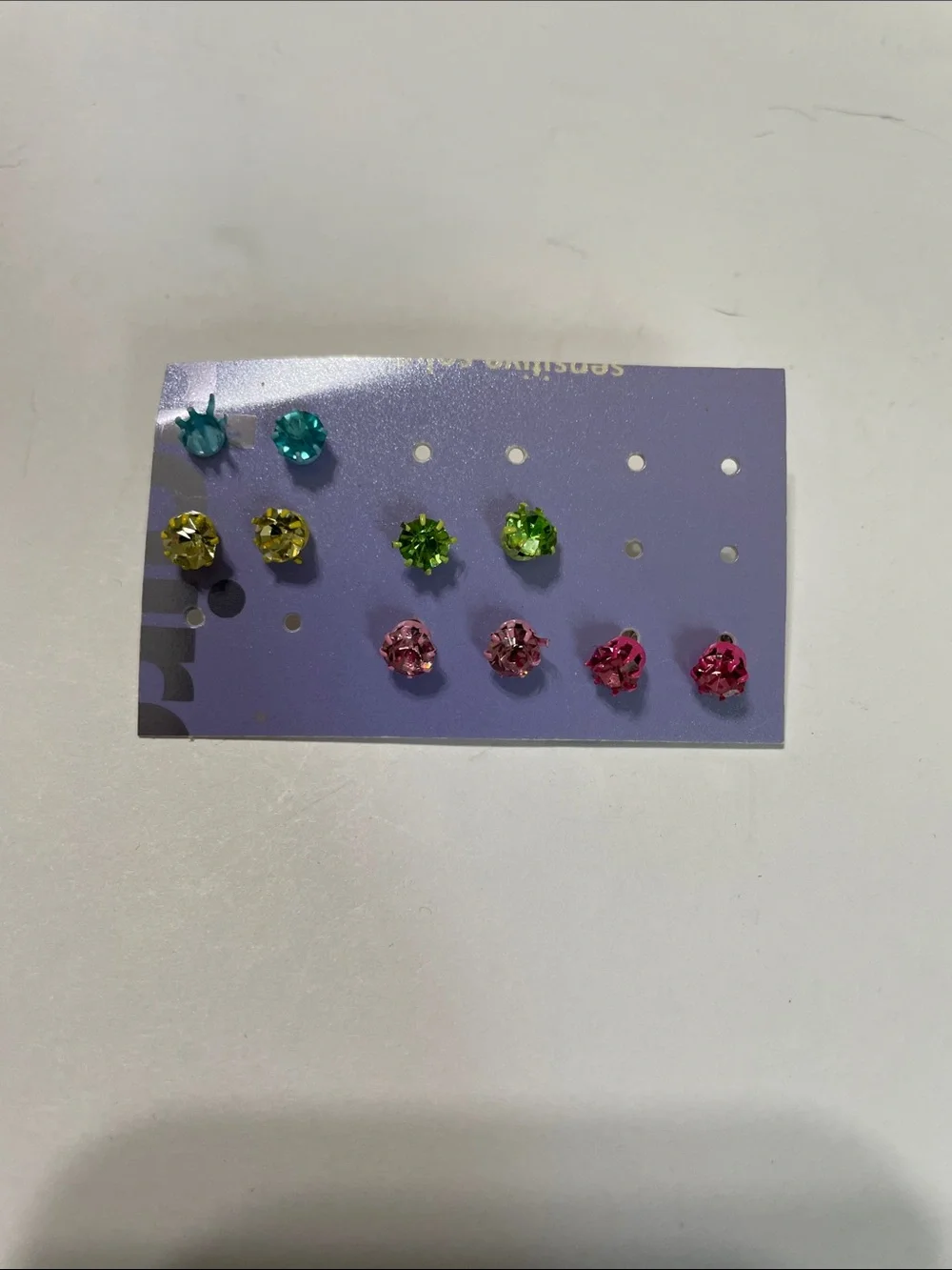 Unicornpooh - Colorful Crystal Stud Earring Set - Multi-Color